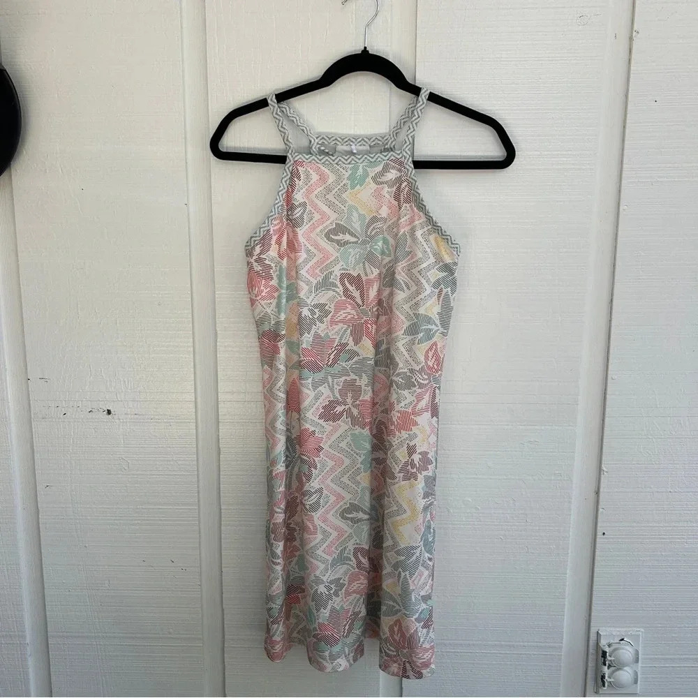 PrAna Cream & Colorful Hawaiian Flower Print Athletic Performance Mini Dress XS